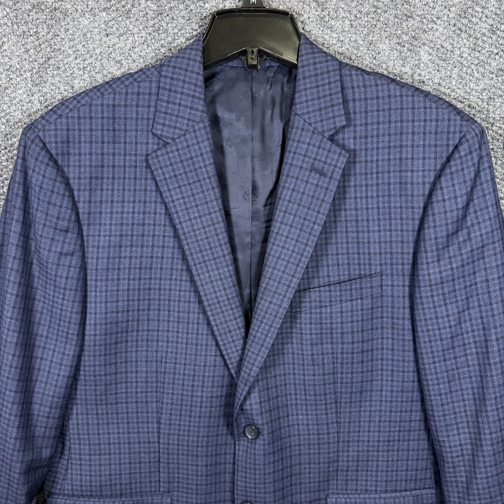 Jos A Bank Reserve Sport Coat 42S Tailored Fit 100% Wool Blue Glen Plaid